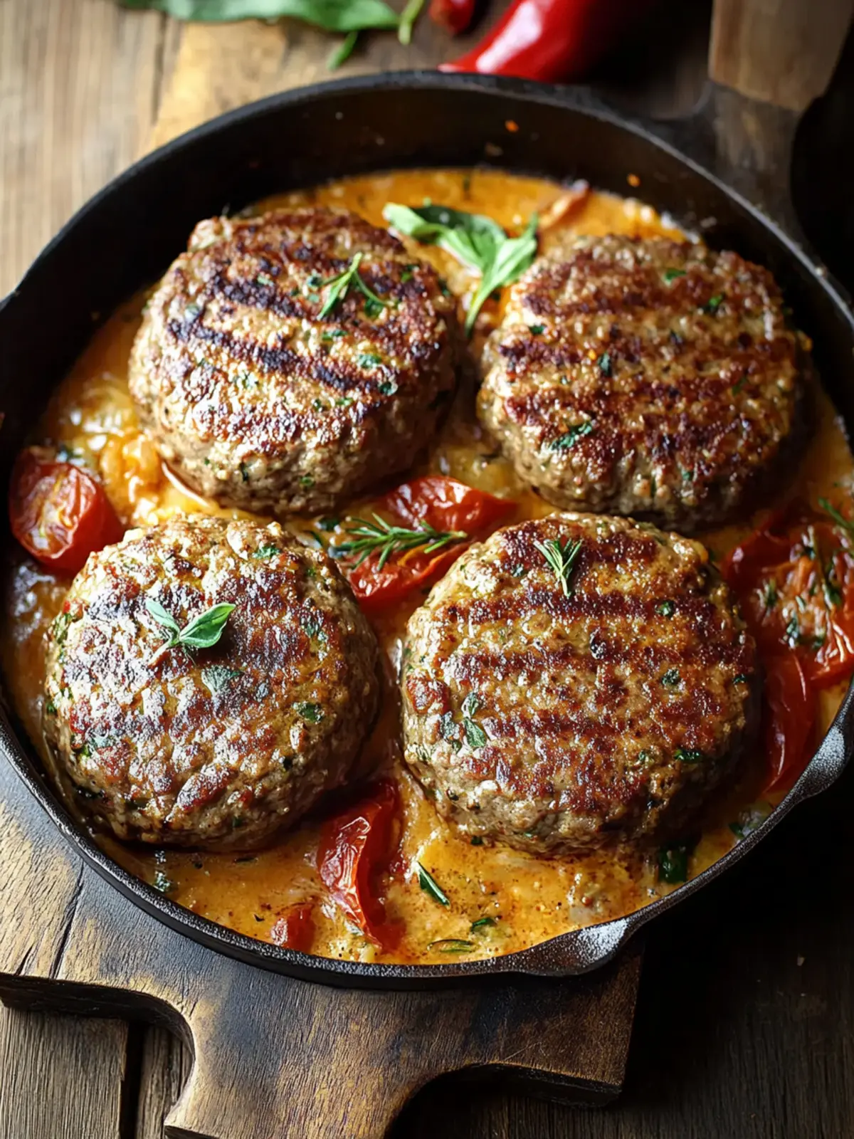 Irresistible Tuscan Hamburger Steaks Bursting with Flavor Tuscan Hamburger Steaks