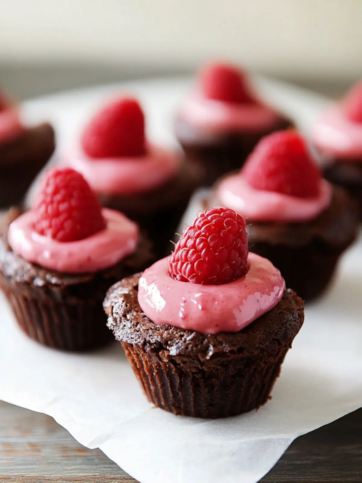 Decadent Mini Brownie Cups with Raspberry Mousse Delight Mini Brownie Cups with Raspberry Mousse