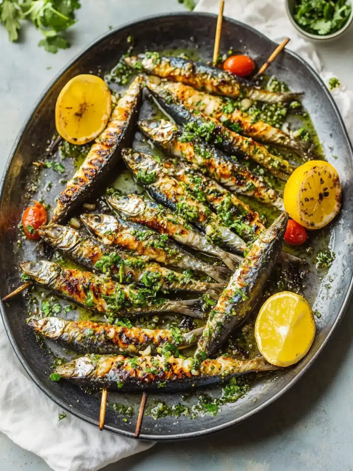 Grilled Sardines with Green Chile Sauce for a Flavorful Feast Grilled Sardines with Green Chile Sauce