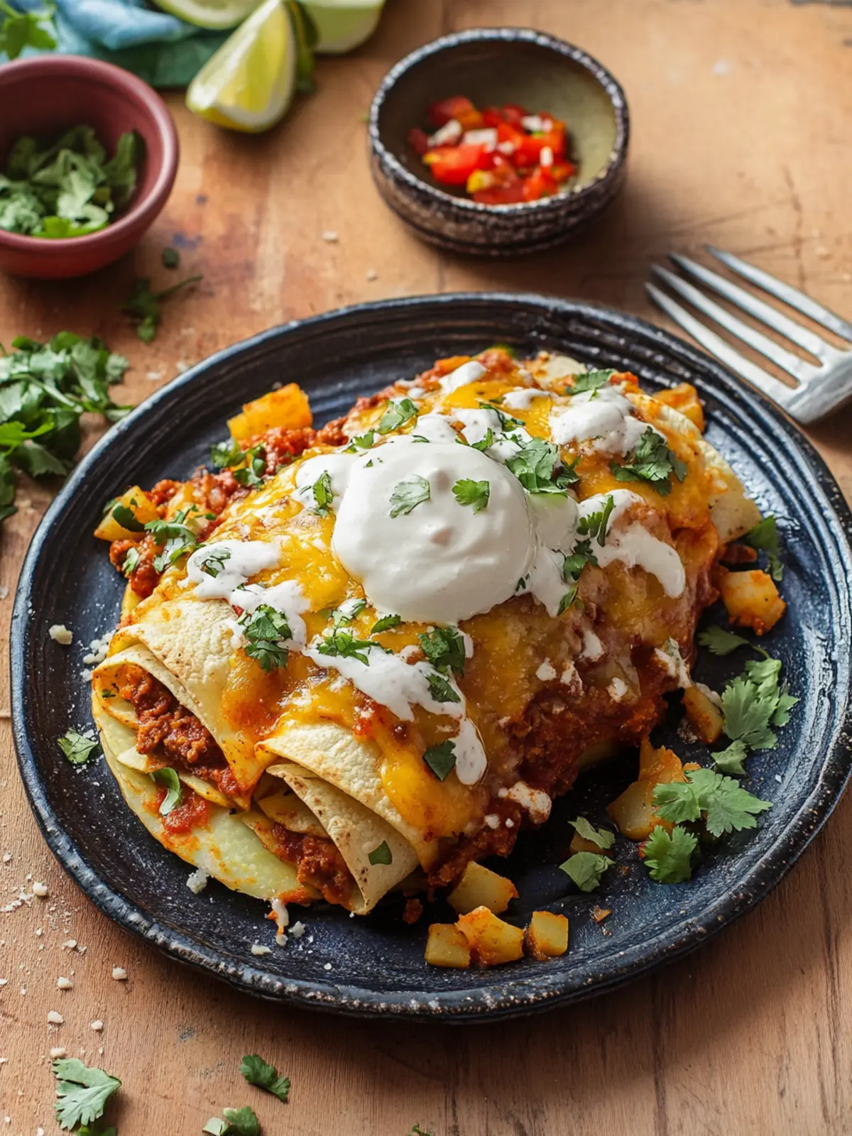 Delicious Stacked Potato and Chorizo Enchiladas to Make Today Stacked Potato and Chorizo Enchiladas