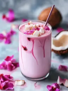 Delight in a Pink Coconut Iced Latte: Refreshing Vegan Treat Pink Coconut Iced Latte