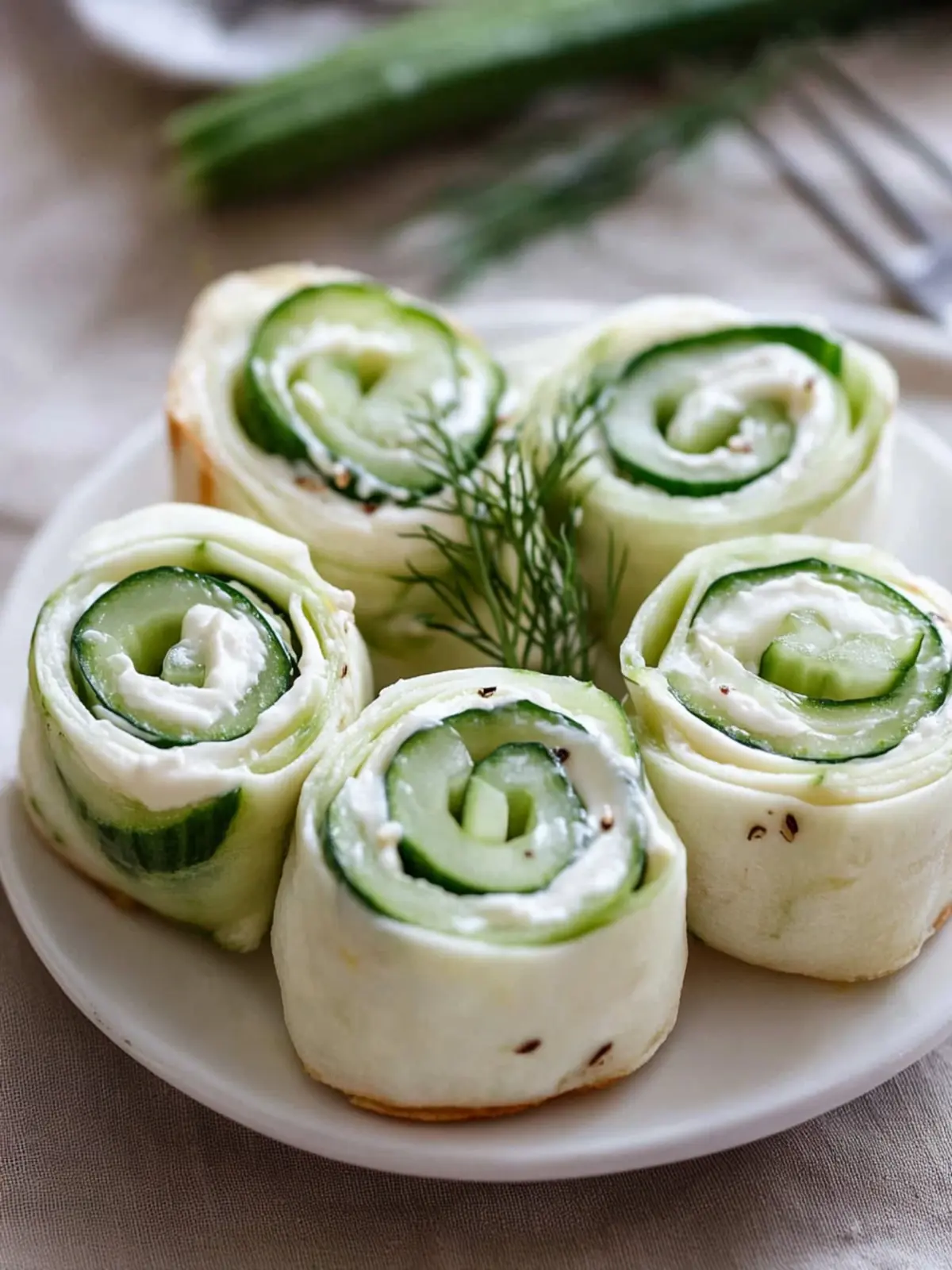 Cucumber and Cream Cheese Sandwich Rolls