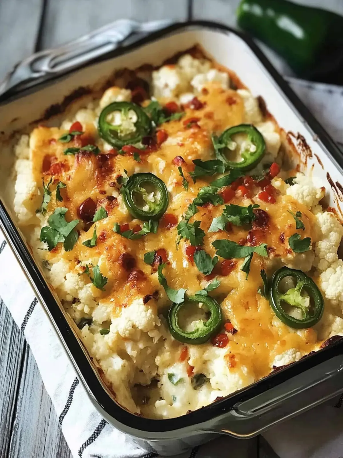 Jalapeno Popper Cauliflower Casserole: Cheesy & Low-Carb Delight Jalapeno Popper Cauliflower Casserole