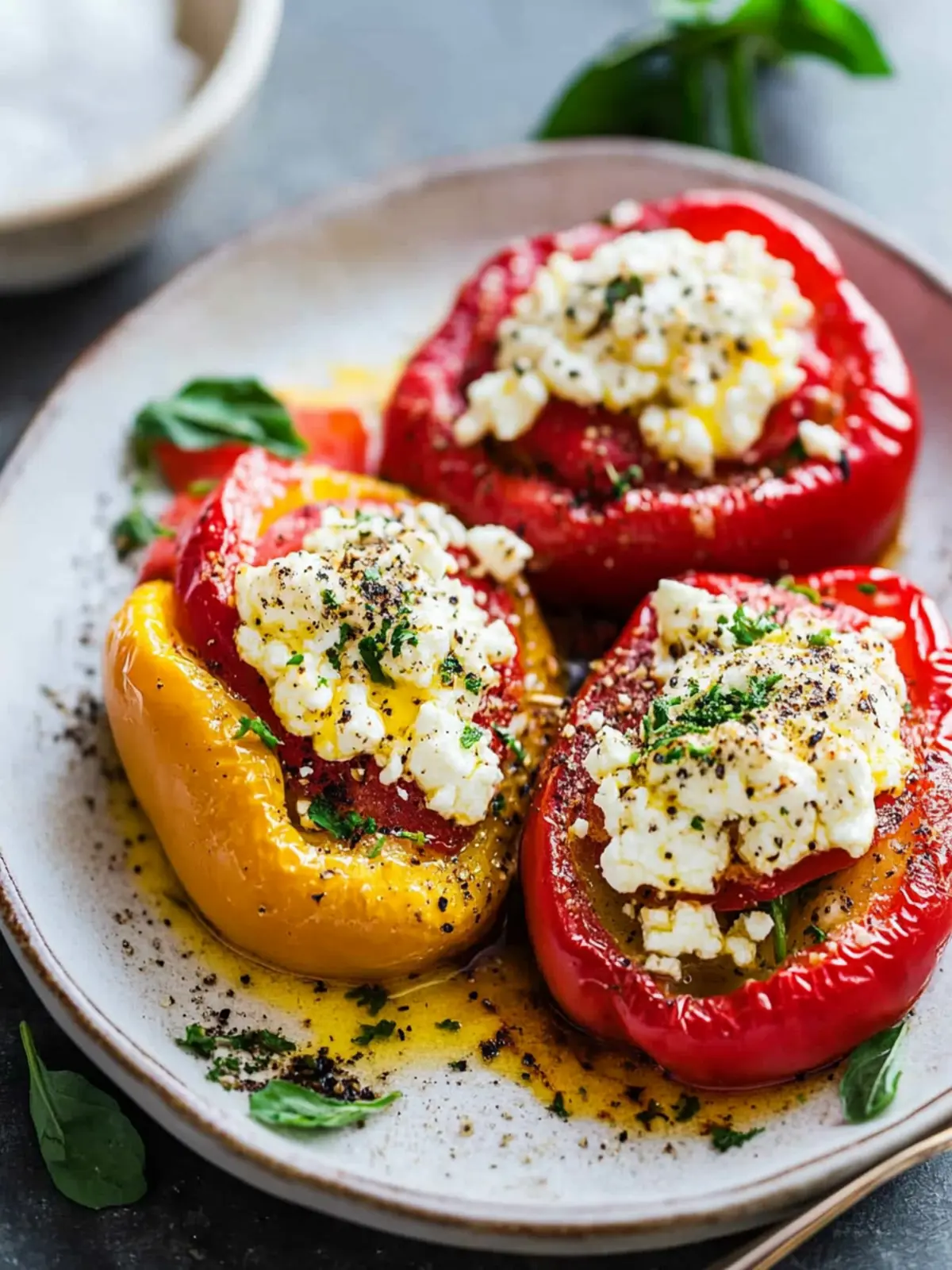 Greek Oven-Baked Feta Stuffed Peppers