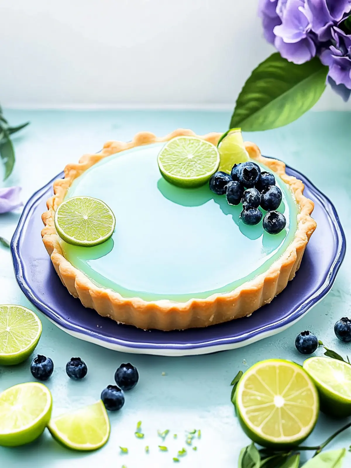 Vibrant Blue Moon Lime Tart That's Easy and Dairy-Free Blue Moon Lime Tart