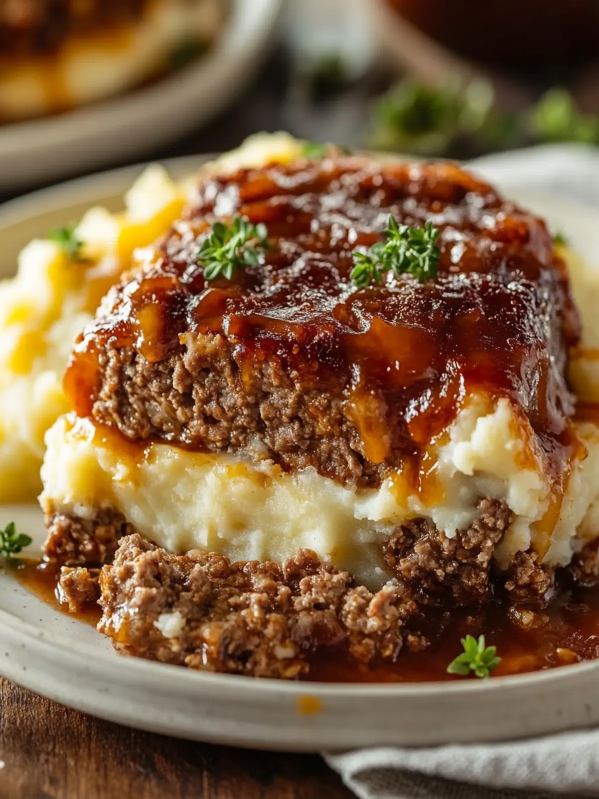 Meatloaf with Mashed Potatoes and Cheese