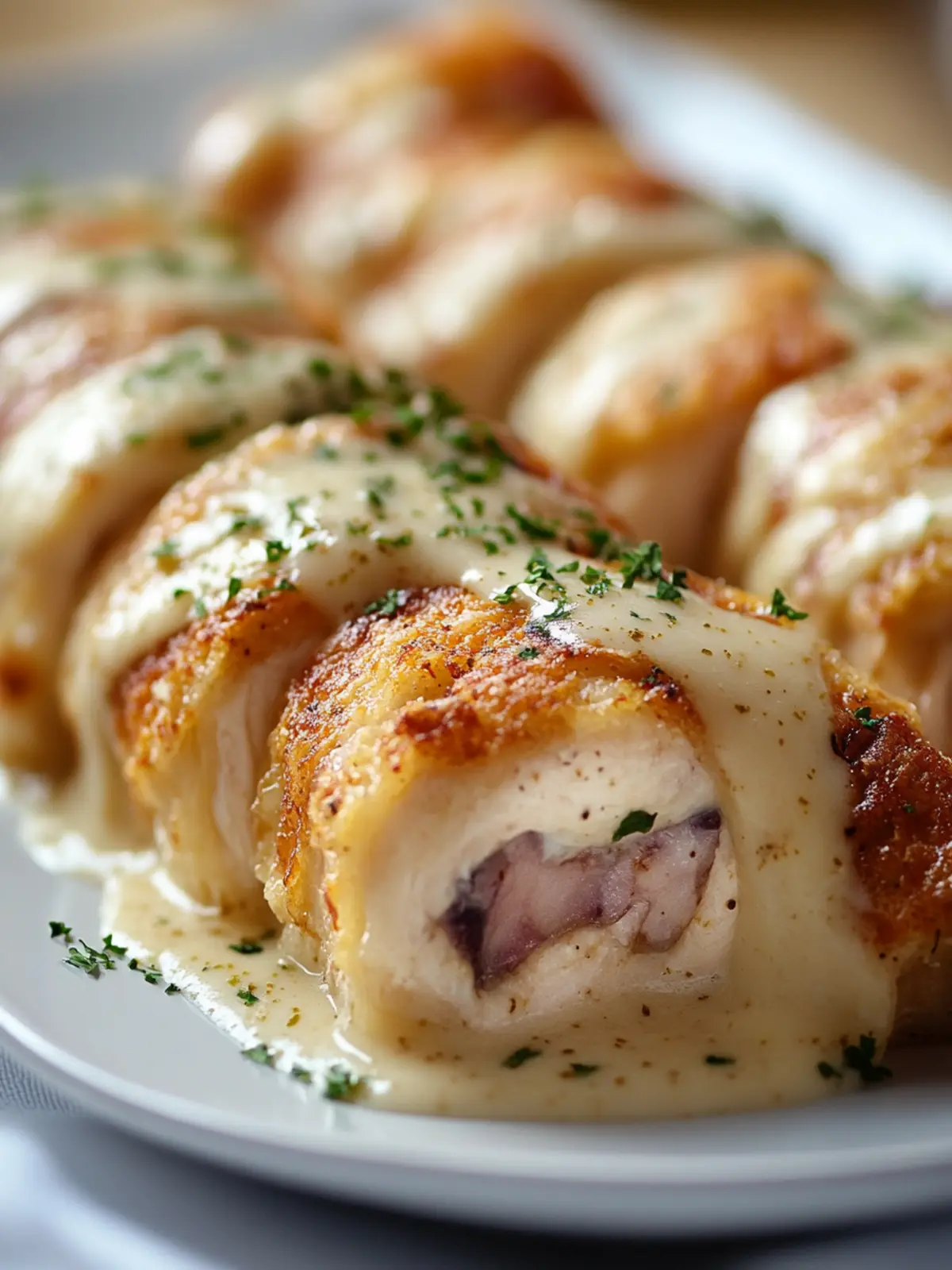 Creamy Chicken Cordon Bleu Rolls