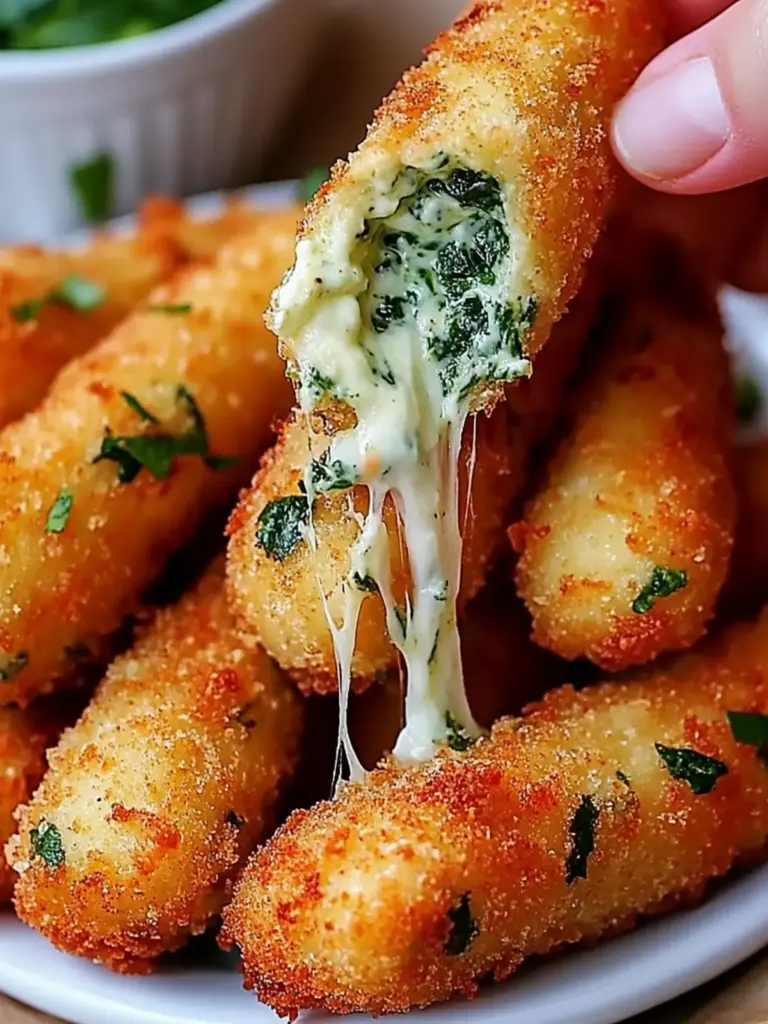 Spinach Dip Mozzarella Sticks
