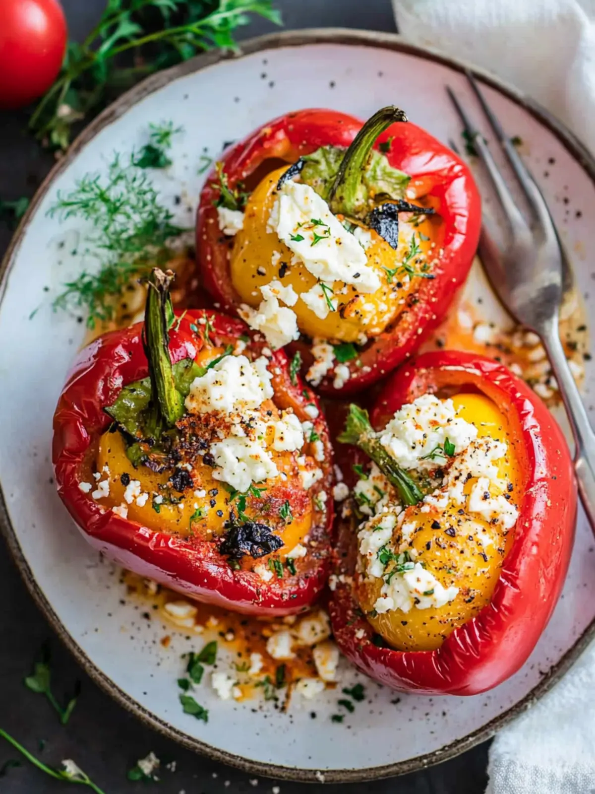 Greek Oven-Baked Feta Stuffed Peppers