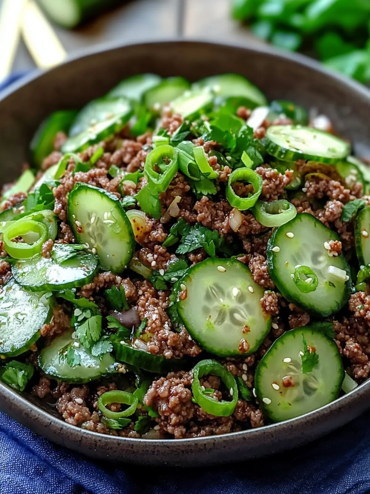 Savor Spicy Korean Ground Beef with Refreshing Cucumber Salad Spicy Korean Ground Beef with Cucumber Salad