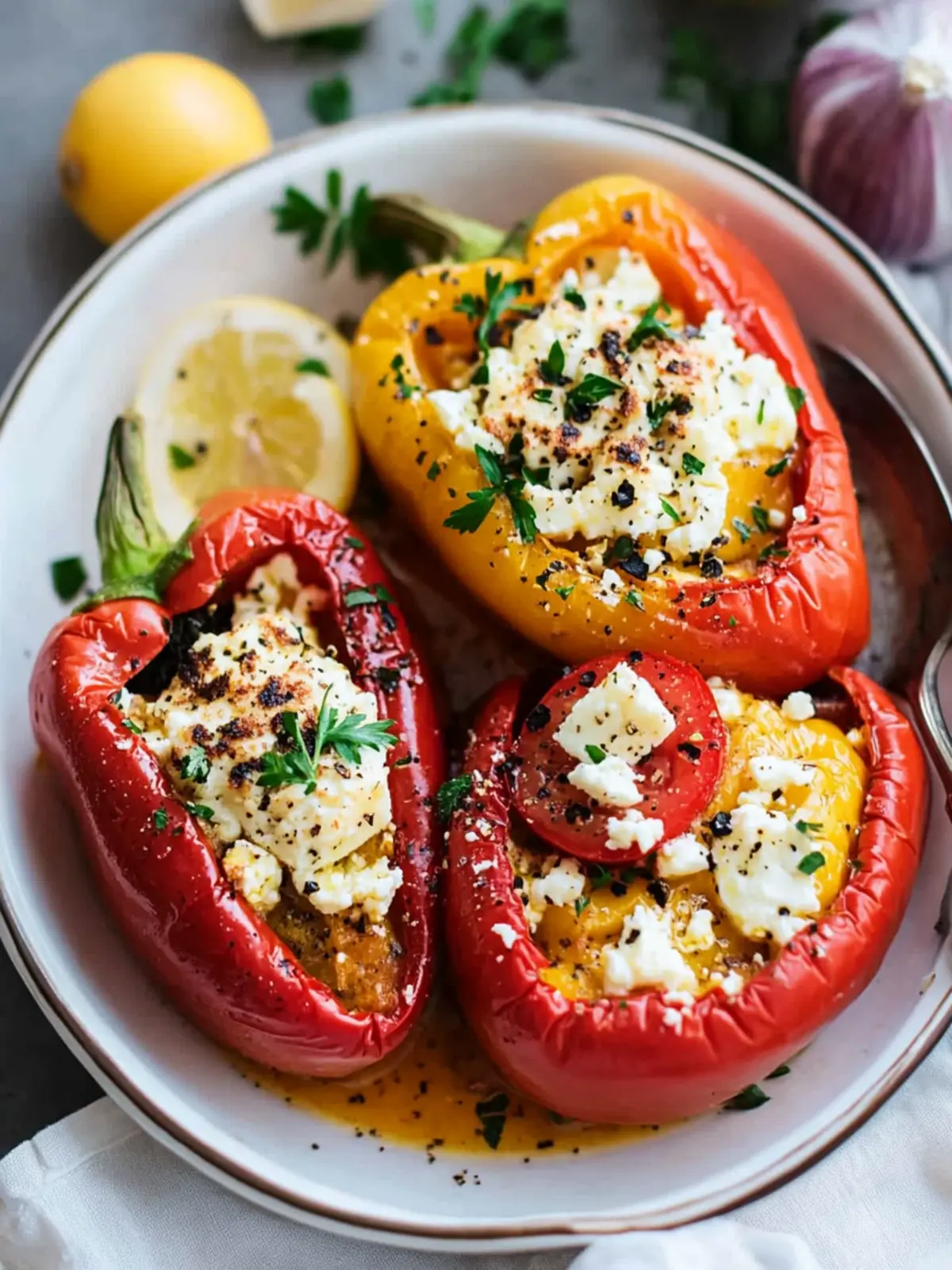 Greek Oven-Baked Feta Stuffed Peppers