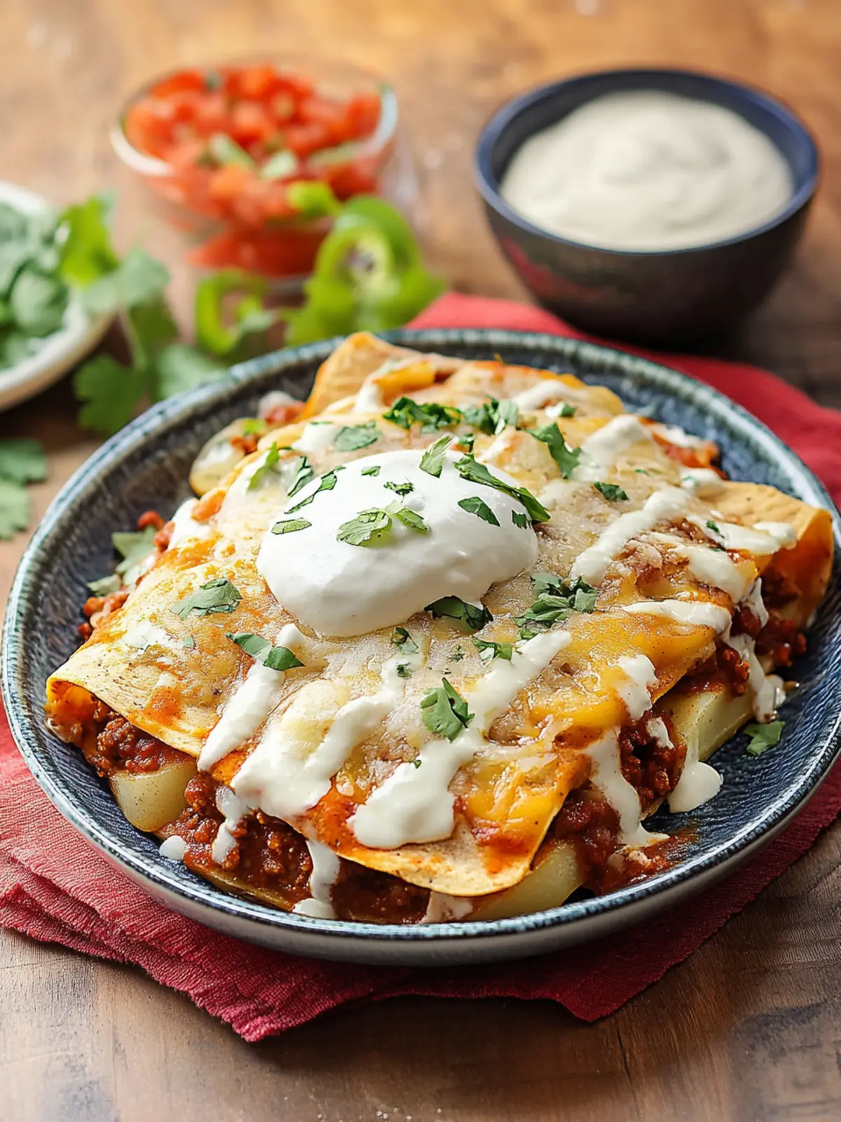 Delicious Stacked Potato and Chorizo Enchiladas to Make Today Stacked Potato and Chorizo Enchiladas