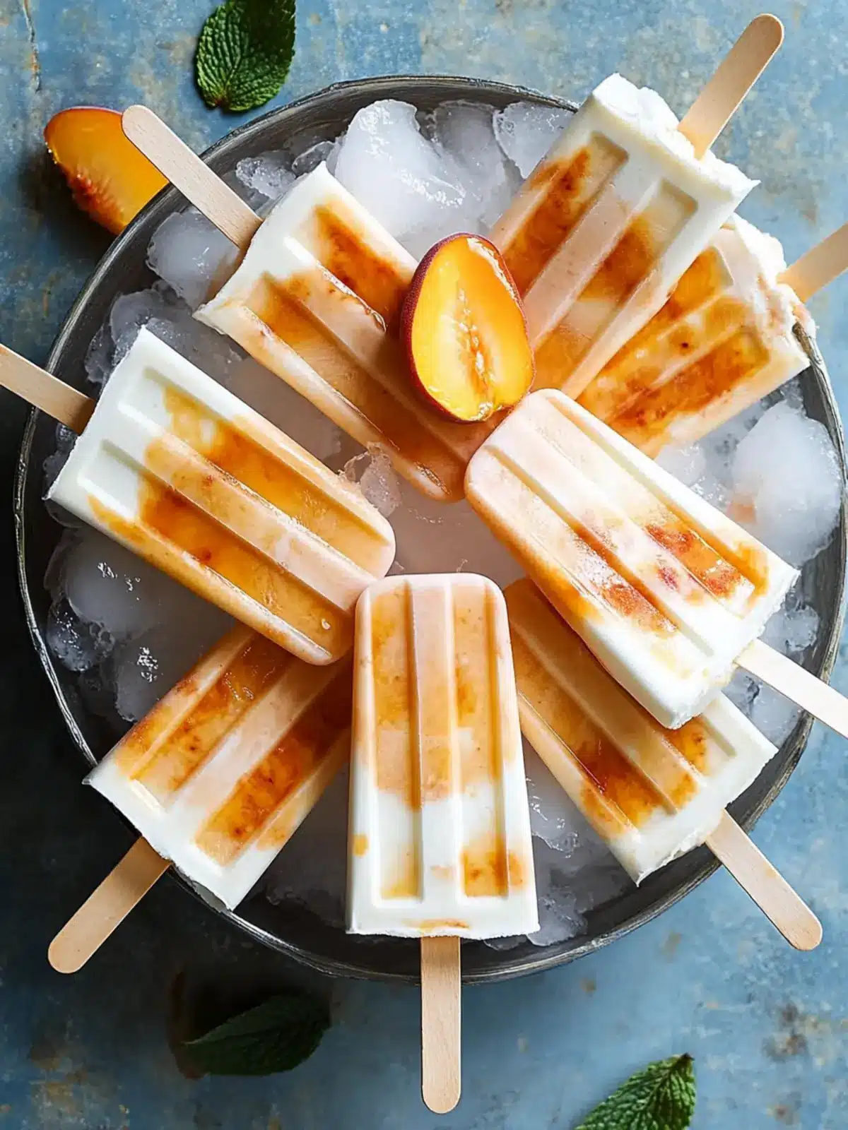 Roasted Peaches and Cream Popsicles