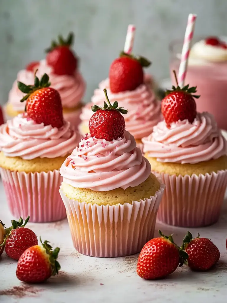 Strawberry Milkshake Cupcakes