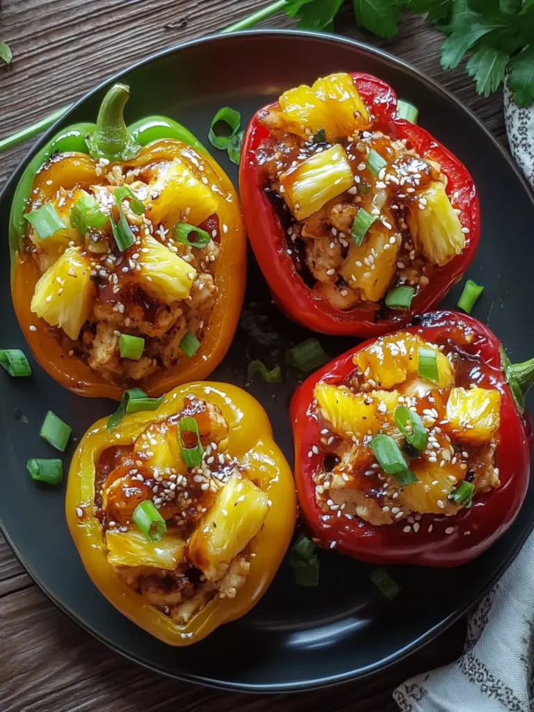 Teriyaki Pineapple Chicken Stuffed Peppers
