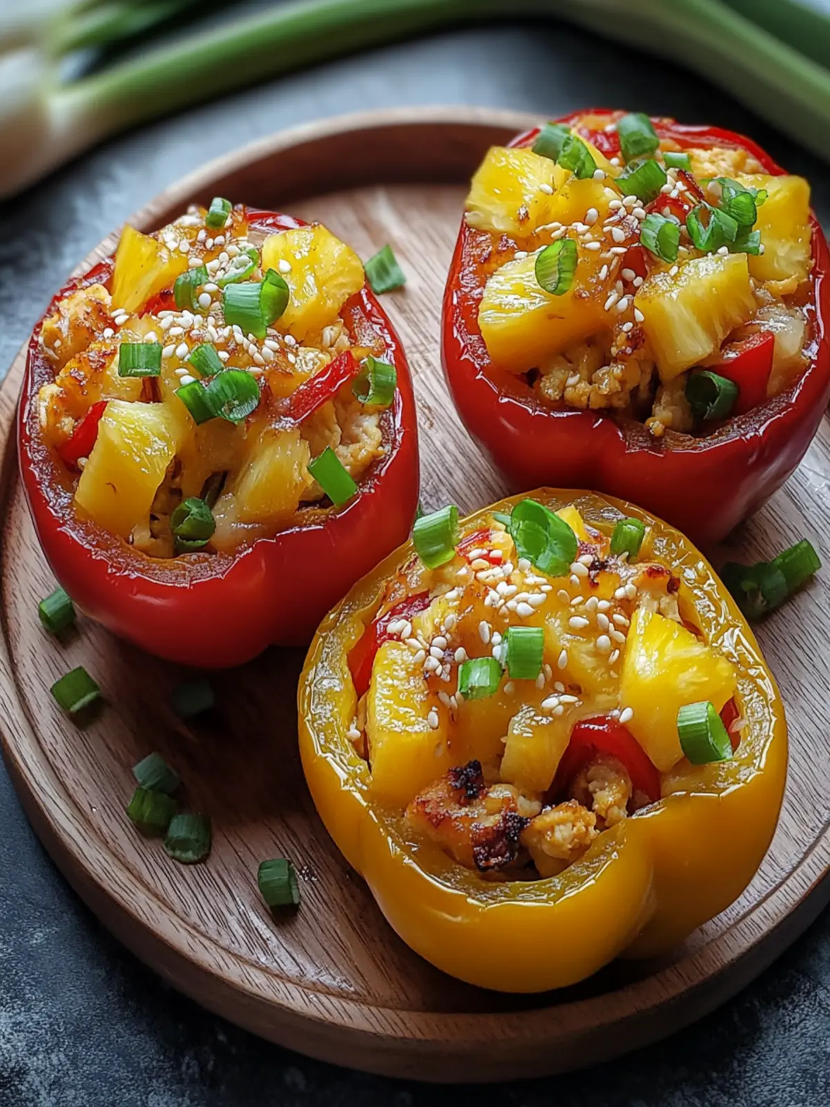 Teriyaki Pineapple Chicken Stuffed Peppers