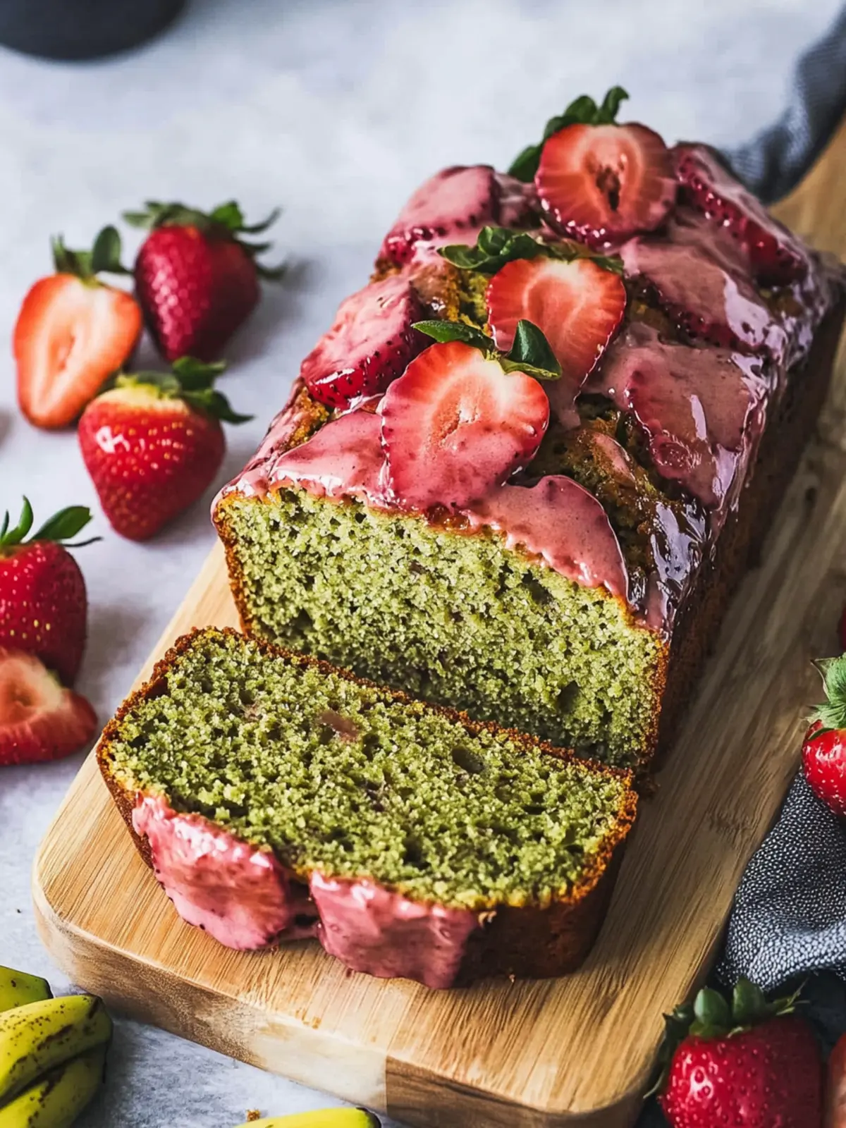 Strawberry Matcha Banana Bread