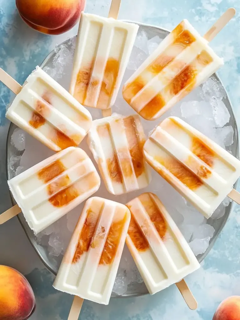 Roasted Peaches and Cream Popsicles