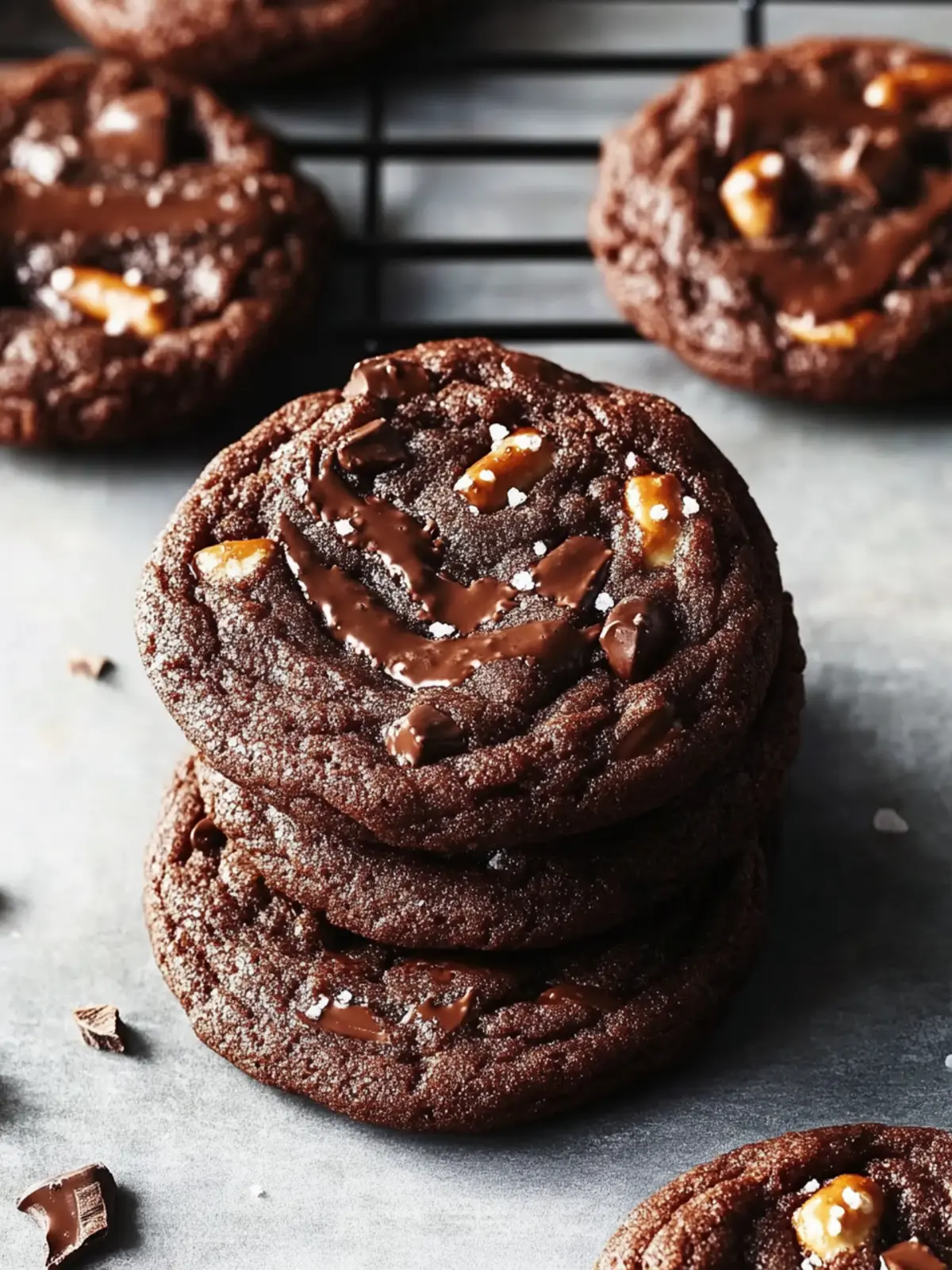 Chunky Chocolate Cookies with Salty Pretzel Crunch