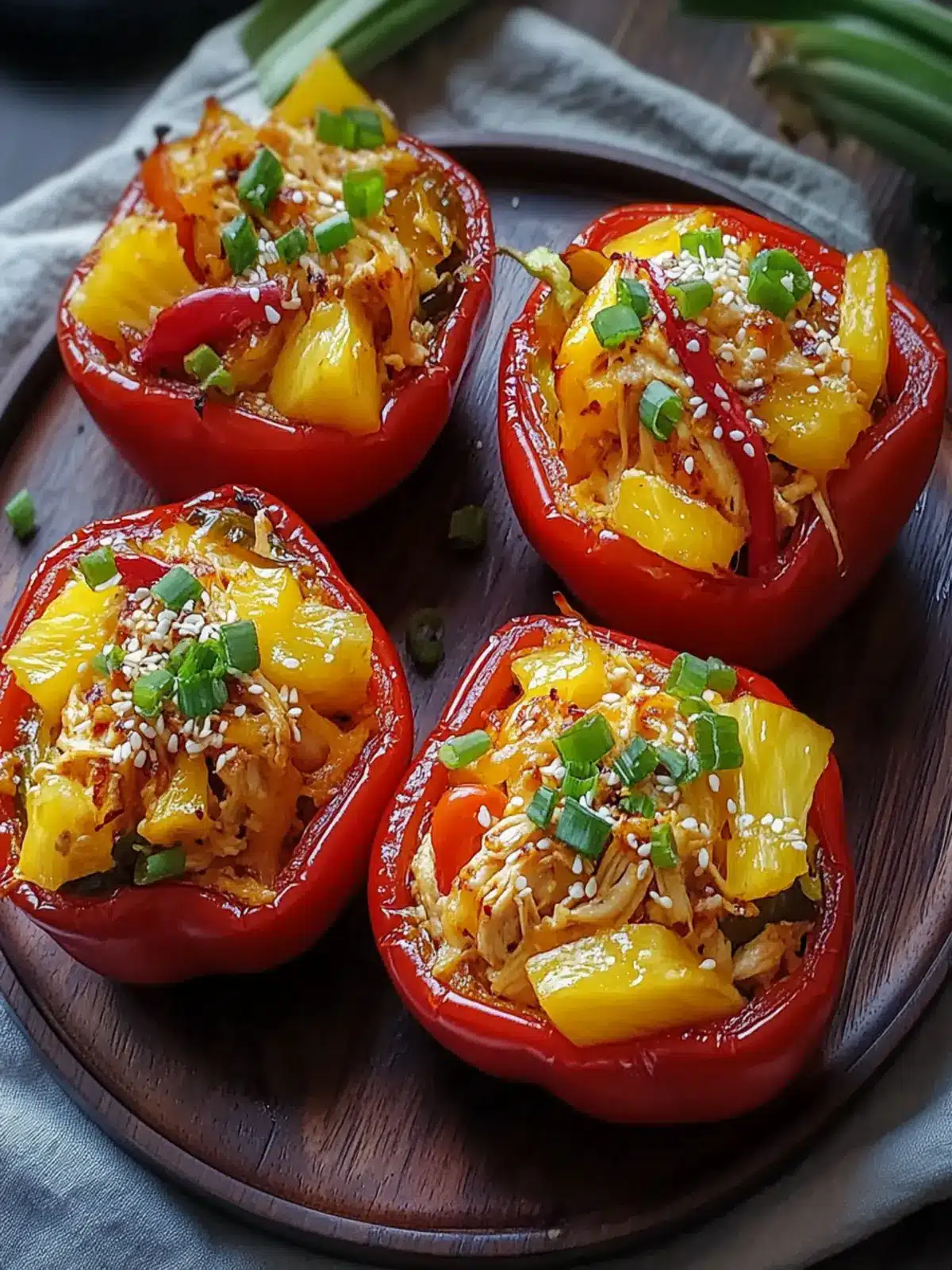Teriyaki Pineapple Chicken Stuffed Peppers