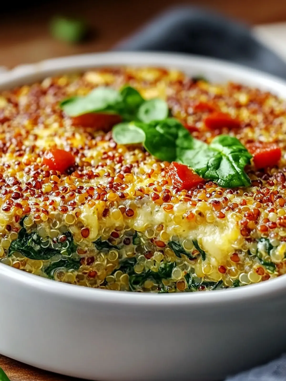 Quinoa Lentil Spinach Bake