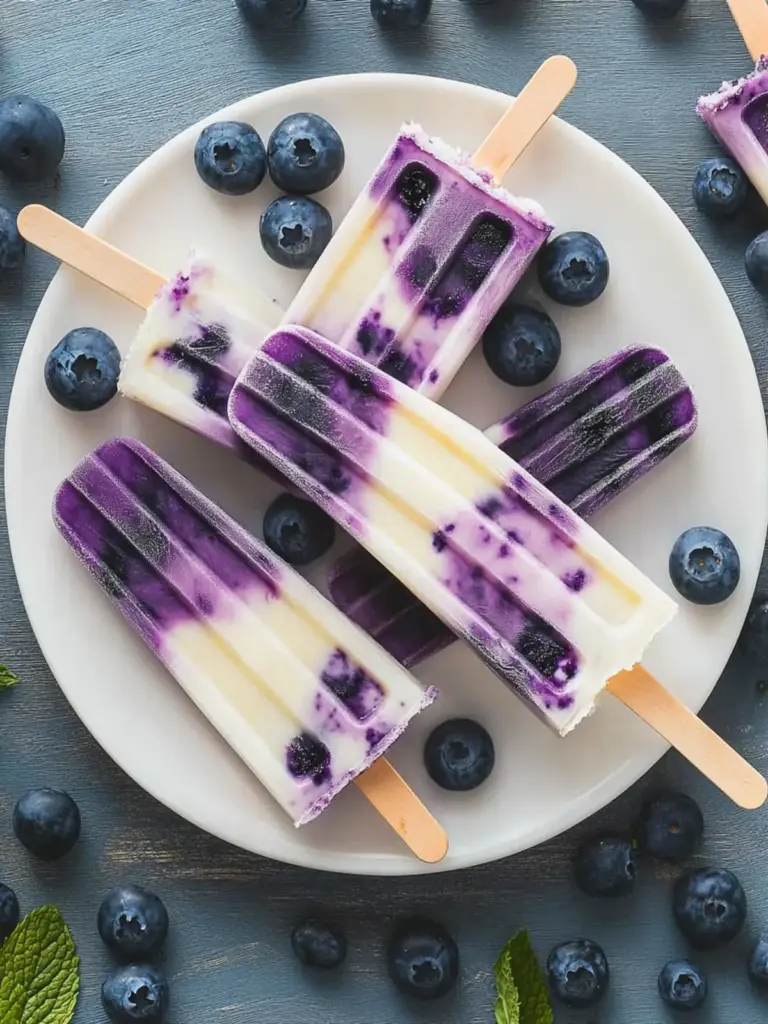 Blueberry Cheese Filling Crispy Popsicles