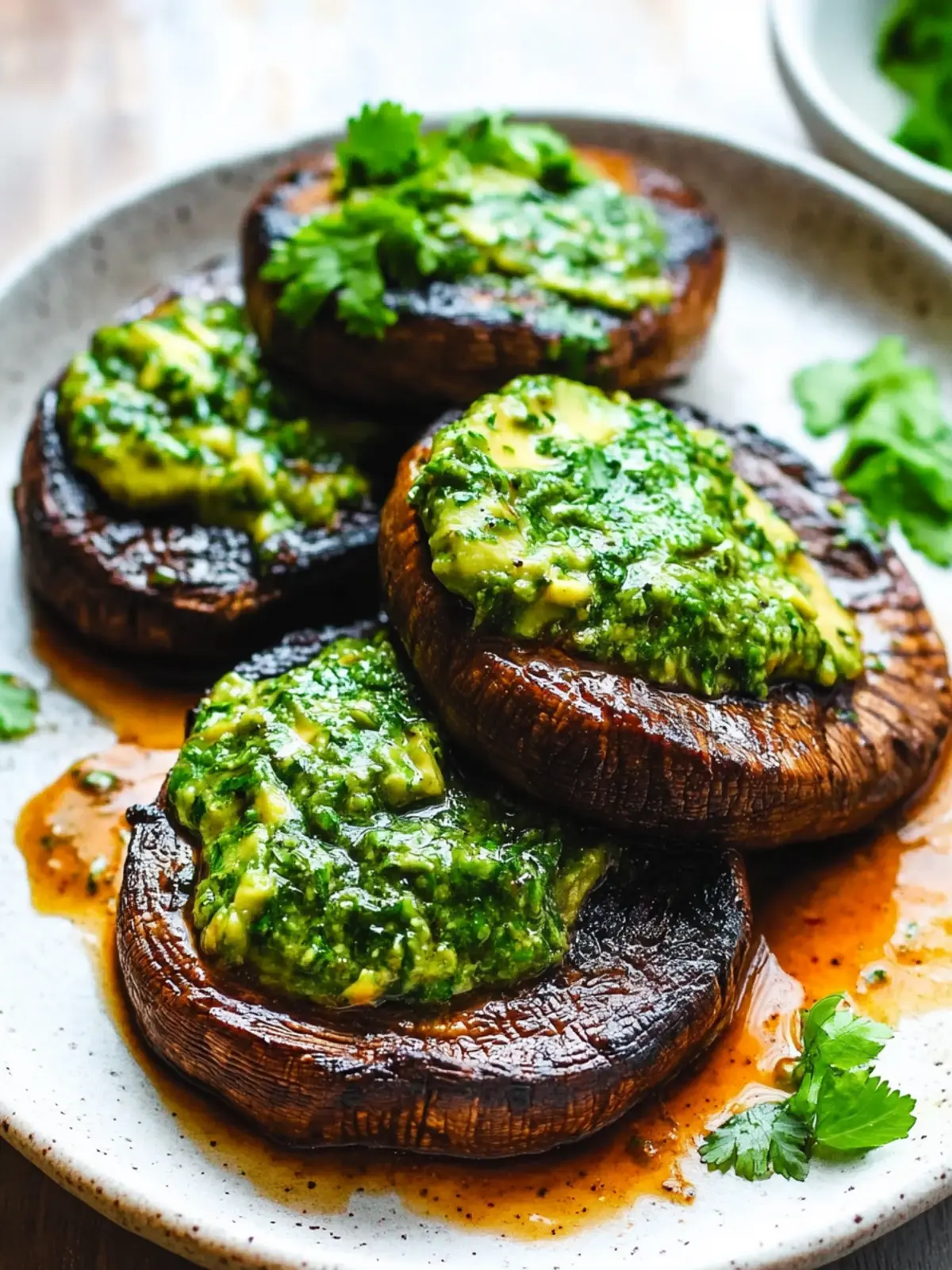 Savor Portobello Steaks with Avocado Chimichurri Tonight Portobello Steaks with Avocado Chimichurri