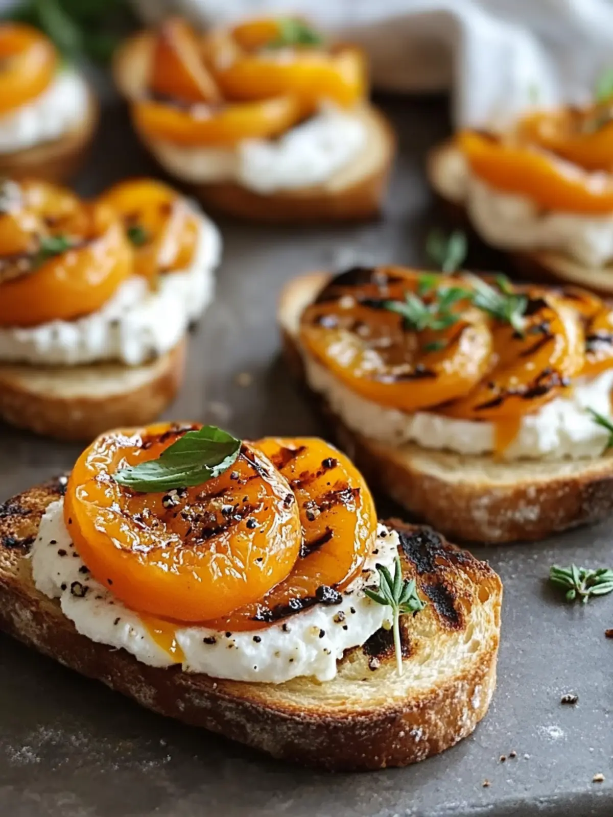 Grilled Apricot and Goat Cheese Crostini