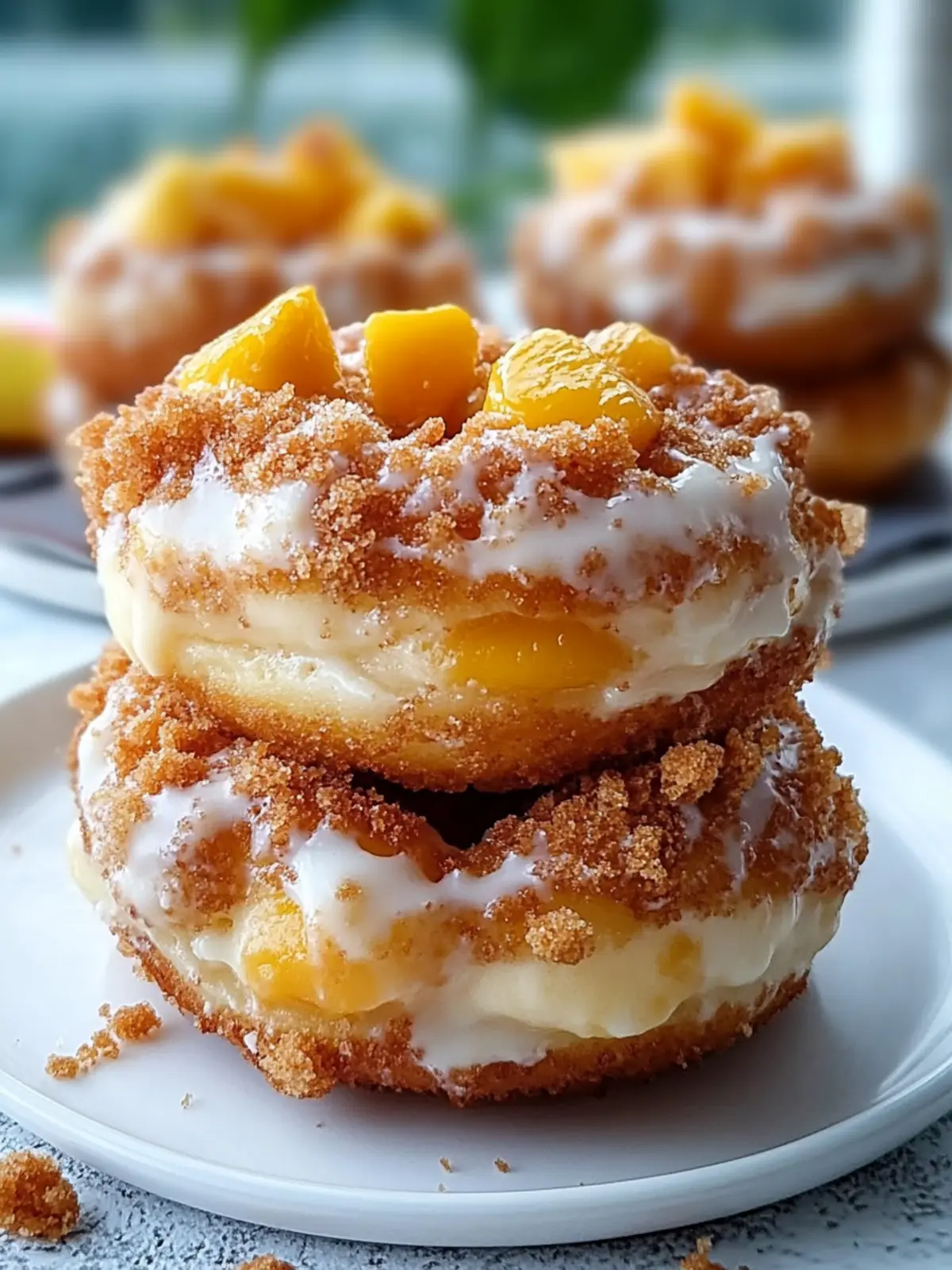 Peach Cobbler Cheesecake Donuts
