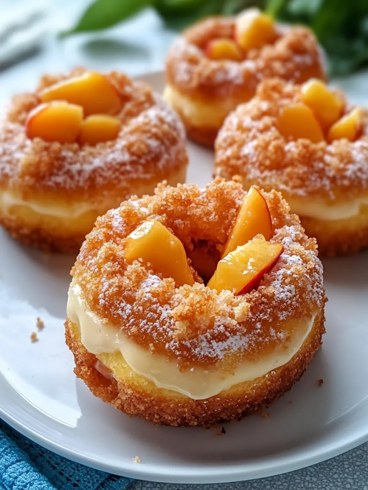 Peach Cobbler Cheesecake Donuts