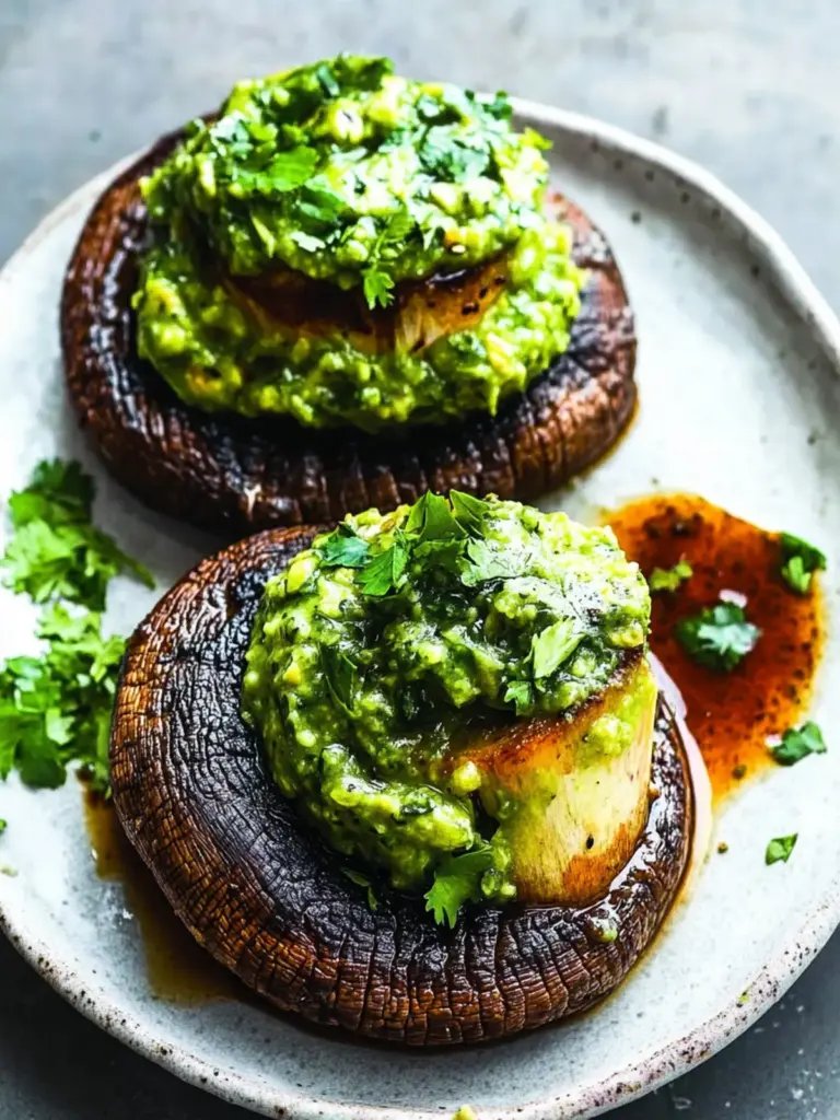 Portobello Steaks with Avocado Chimichurri