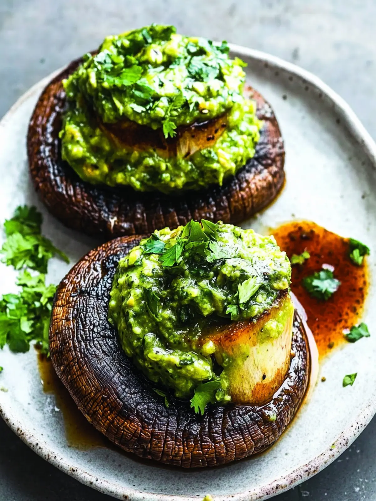 Savor Portobello Steaks with Avocado Chimichurri Tonight Portobello Steaks with Avocado Chimichurri