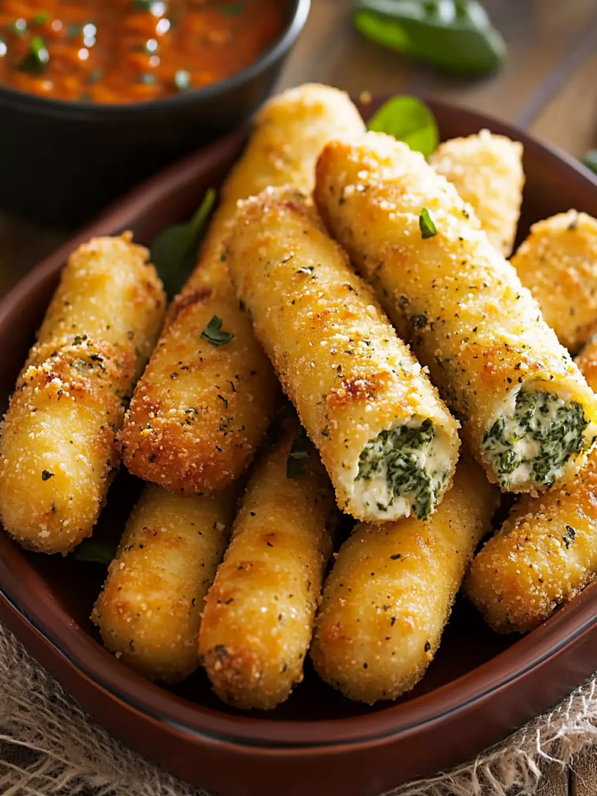 Delicious Spinach Dip Mozzarella Sticks You’ll Crave Today Spinach Dip Mozzarella Sticks