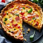 Red Capsicum and Ham Quiche with Sweet Potato Crust