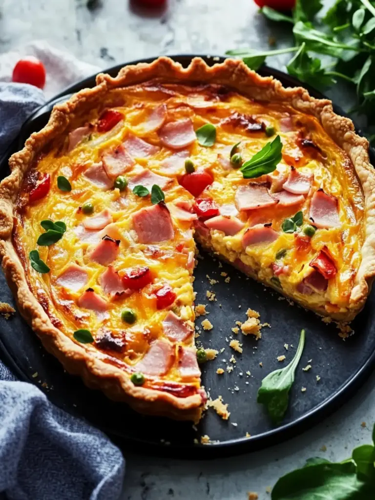 Red Capsicum and Ham Quiche with Sweet Potato Crust