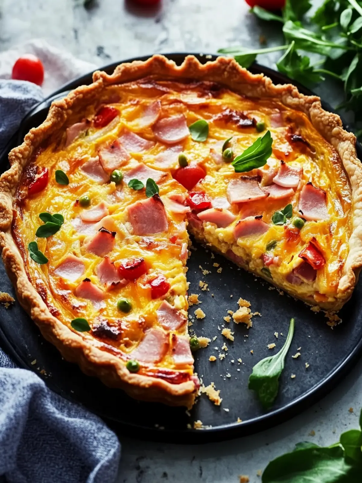 Red Capsicum and Ham Quiche with Sweet Potato Crust