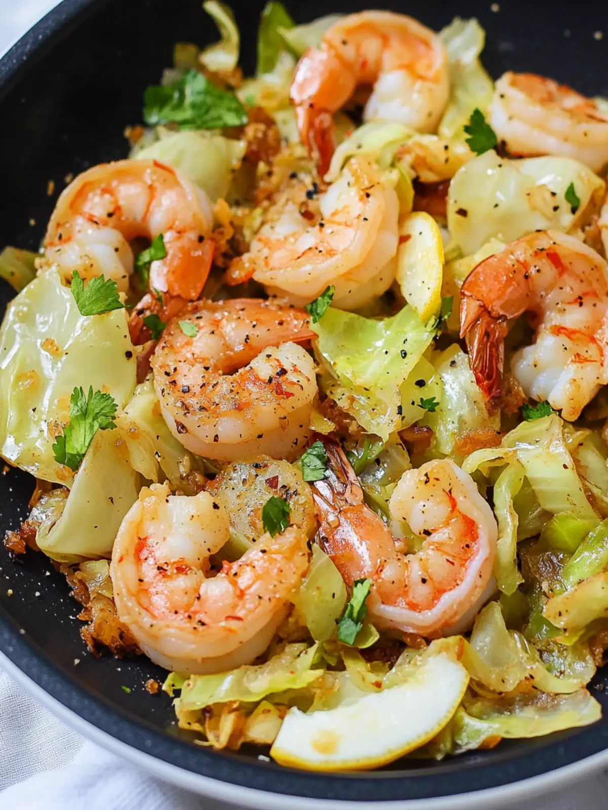 Keto Lemon Sautéed Napa Cabbage With Shrimp