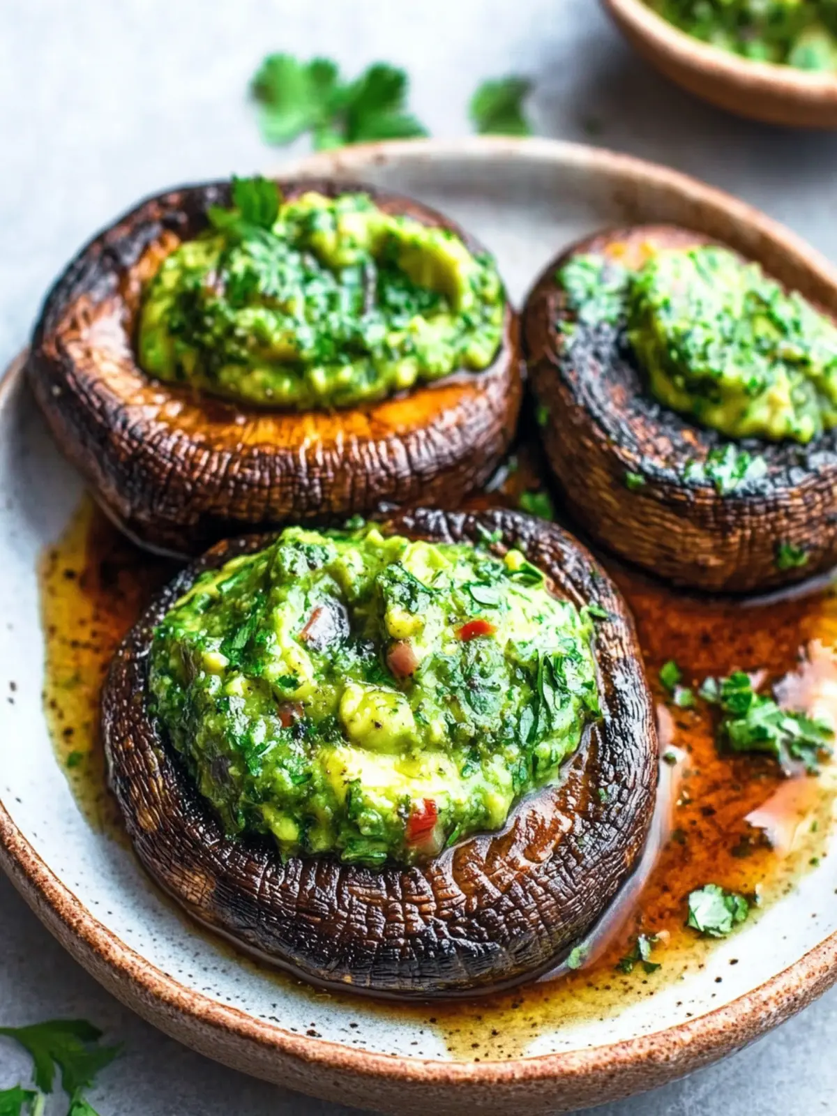 Savor Portobello Steaks with Avocado Chimichurri Tonight Portobello Steaks with Avocado Chimichurri