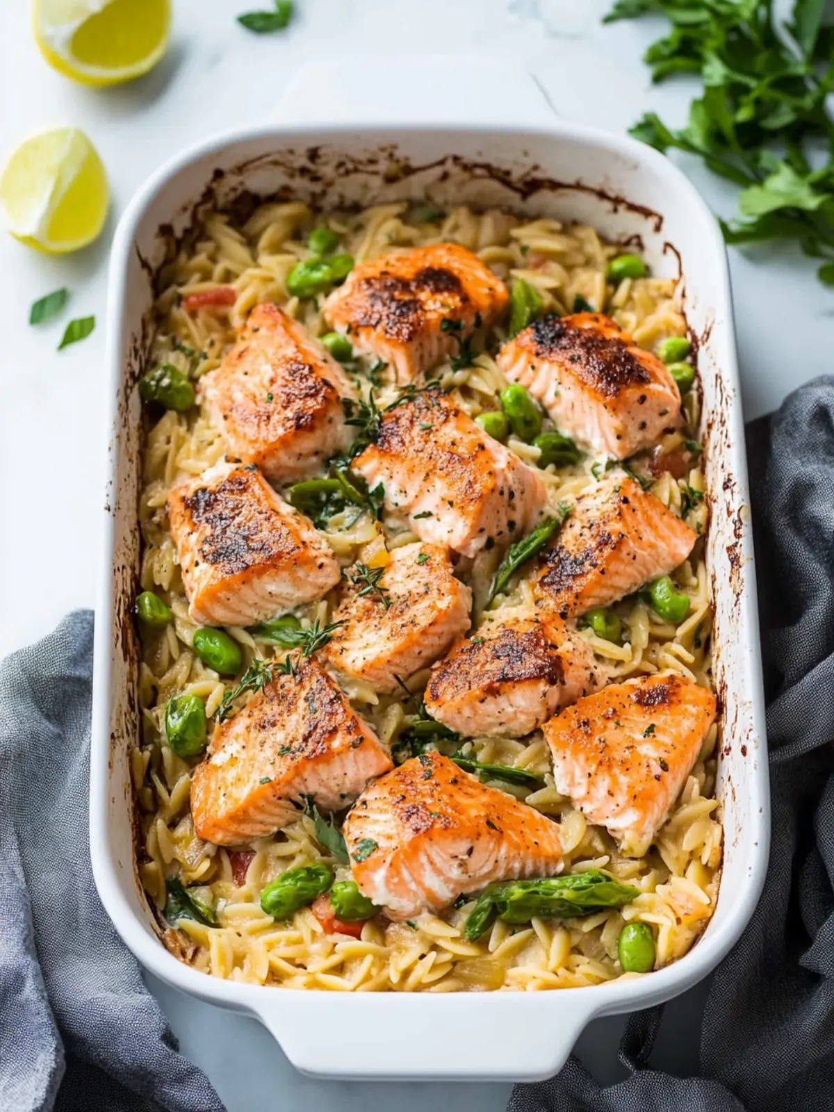 Baked Salmon Orzo Casserole: A Cozy Dinner Delight Baked Salmon Orzo Casserole