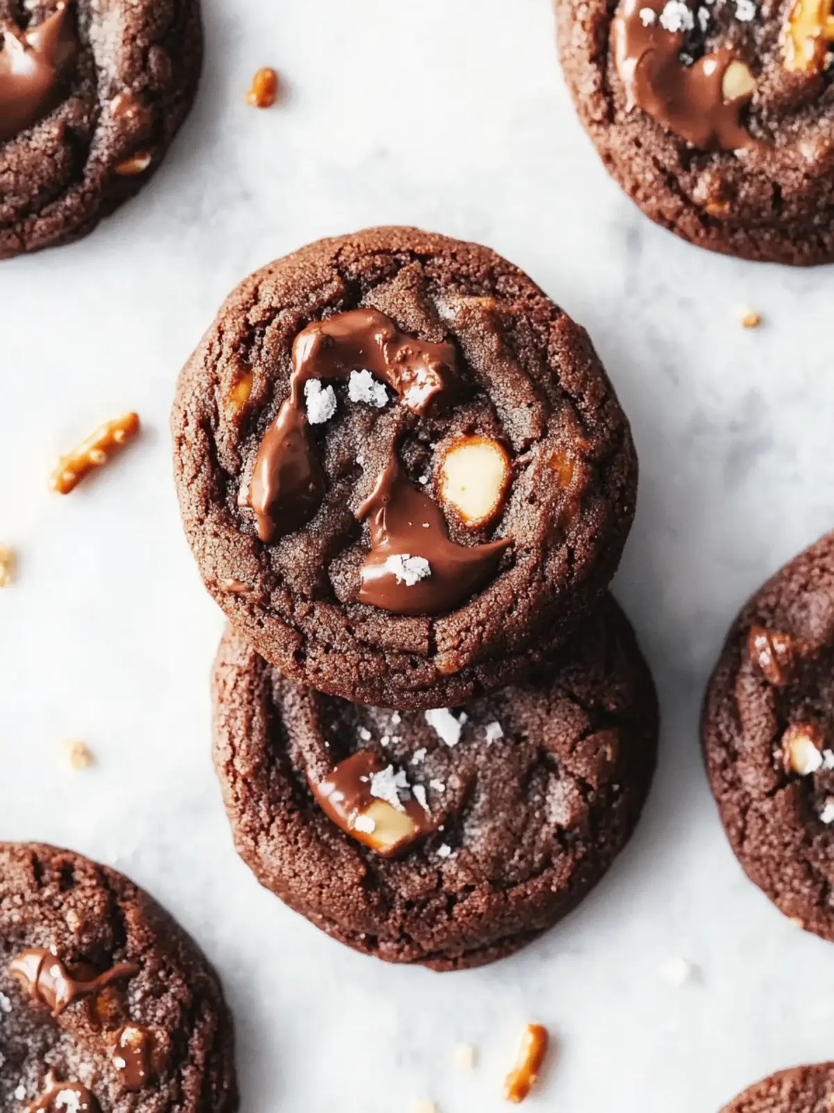 Chunky Chocolate Cookies with Salty Pretzel Crunch