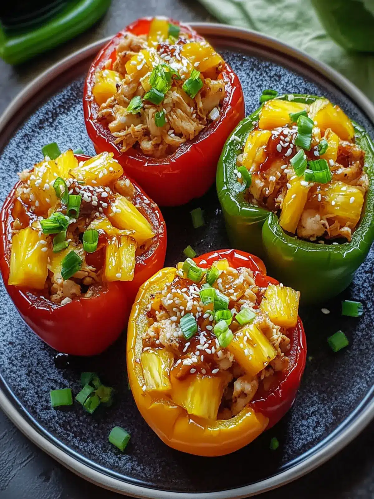 Teriyaki Pineapple Chicken Stuffed Peppers