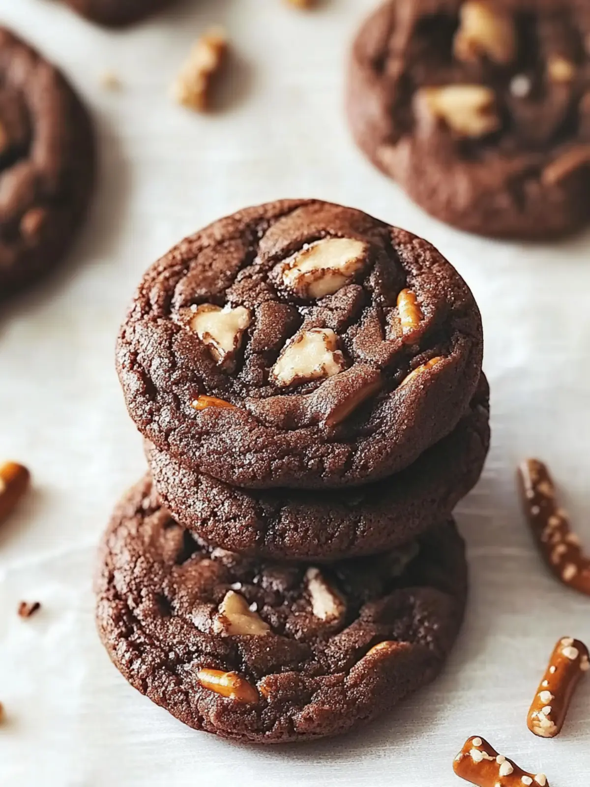 Chunky Chocolate Cookies with Salty Pretzel Crunch