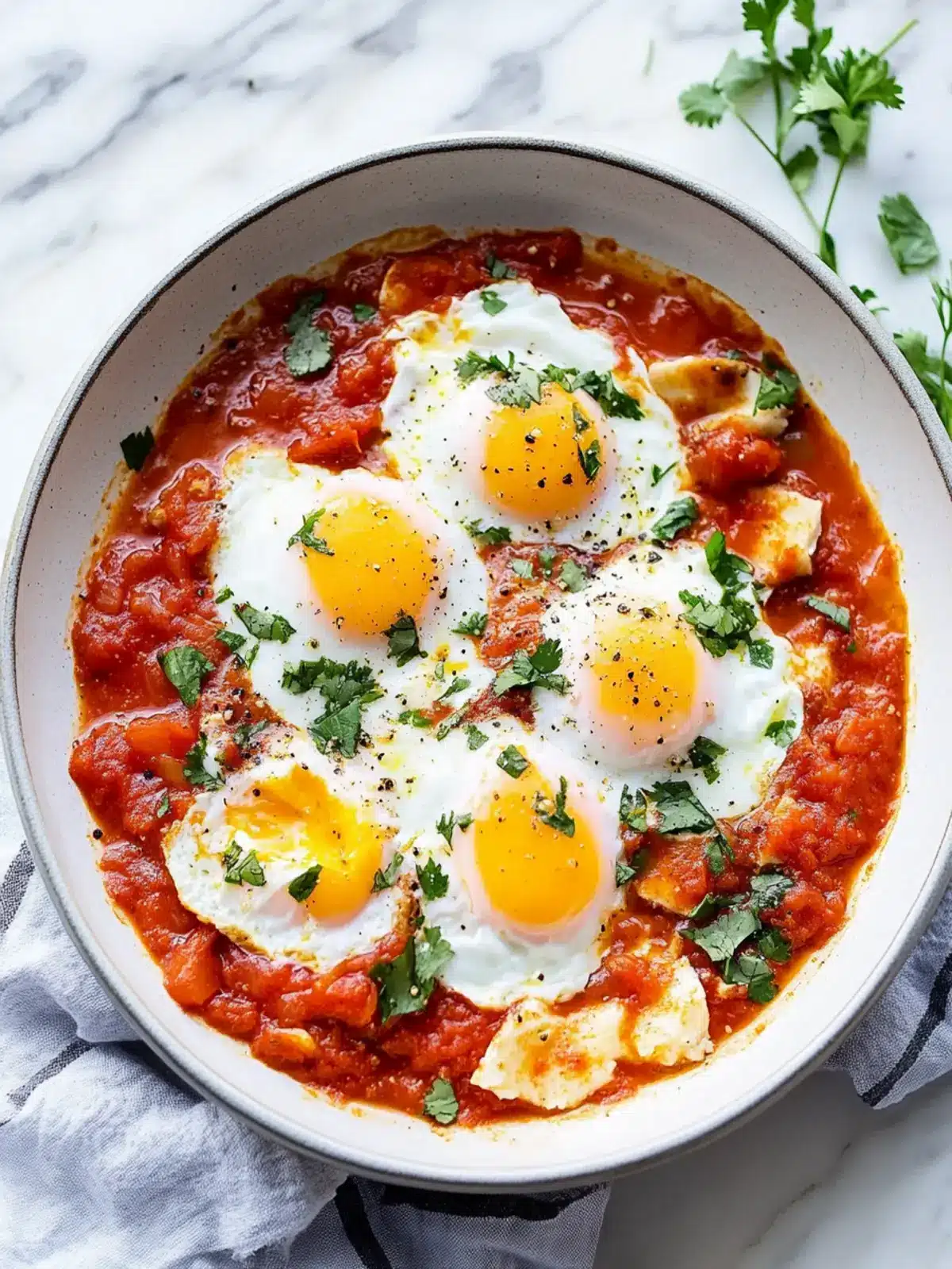 Savor Eggs Poached in Spicy Marinara for a Zesty Twist Eggs Poached in Spicy Marinara