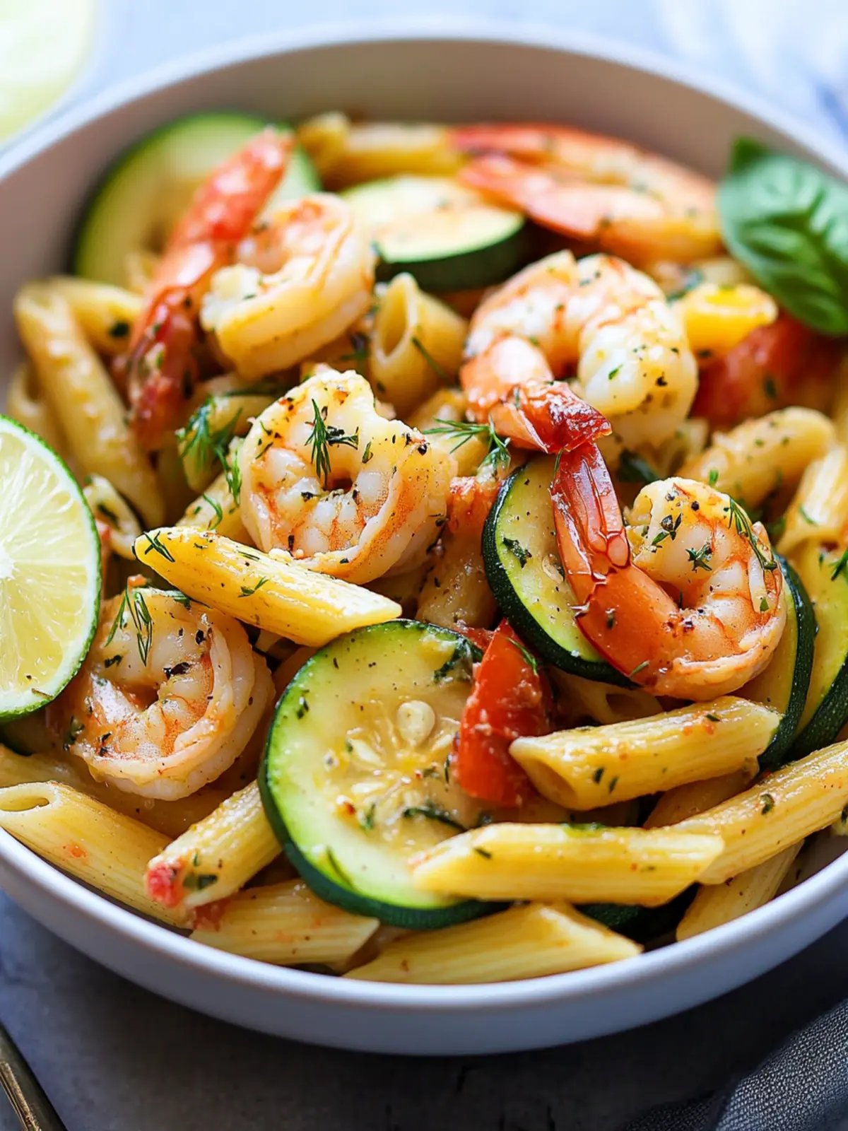 Zucchini Penne Pasta with Shrimp