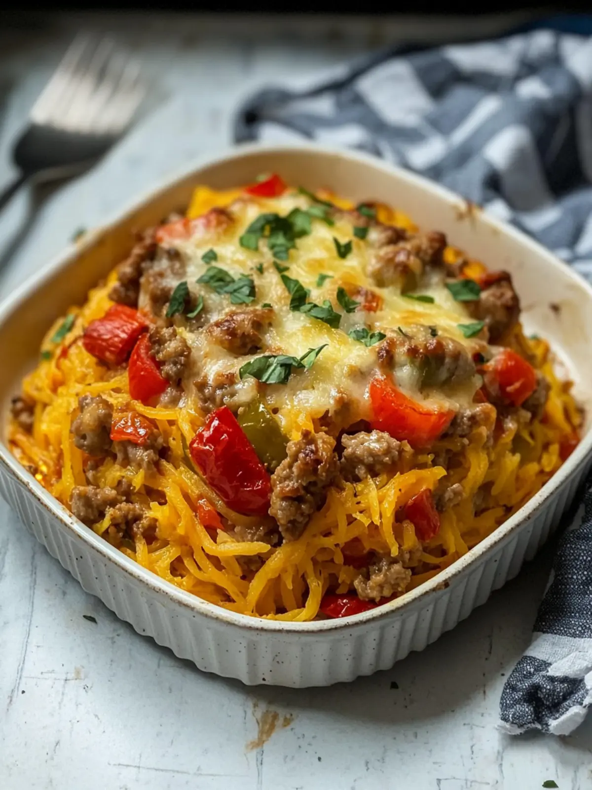 Sausage and Peppers Spaghetti Squash Casserole
