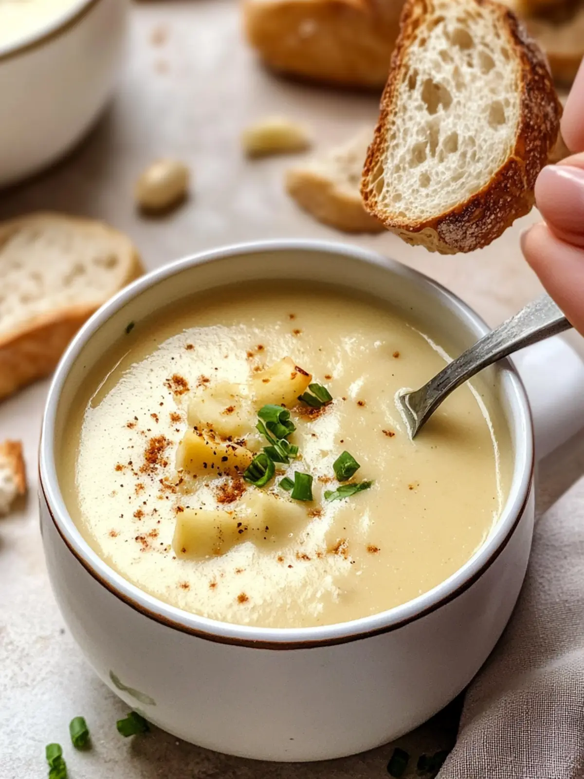 Roasted Garlic Cheddar Cauliflower Soup