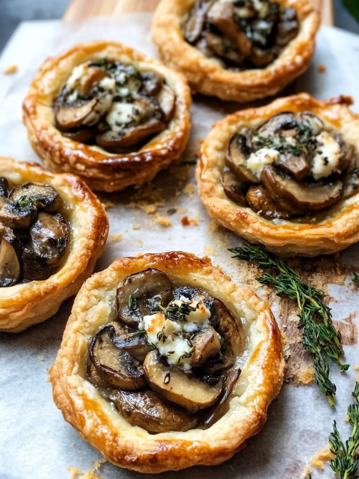 Mushroom Shallot and Herbed Goat Cheese Tarts