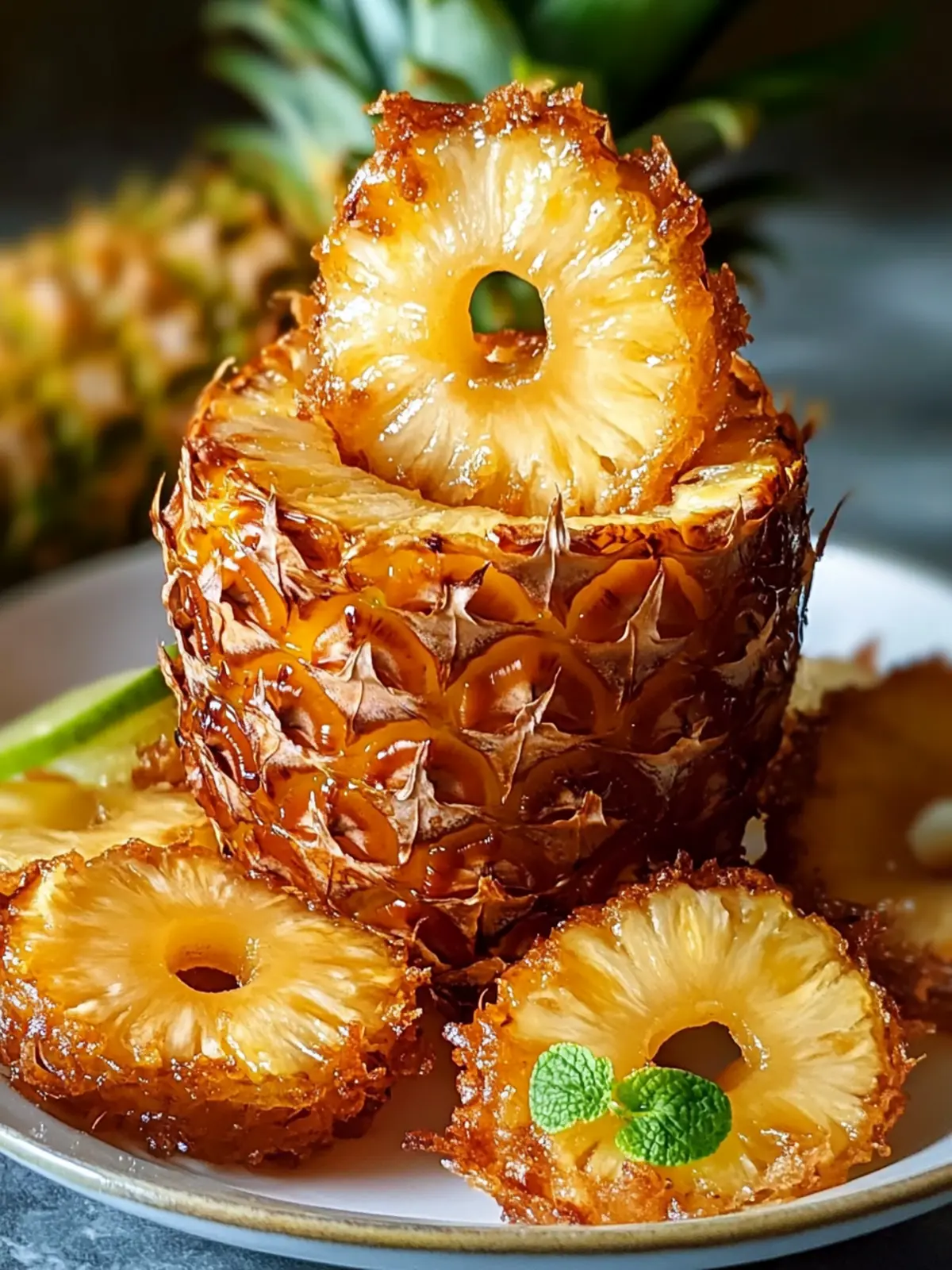 Rum-Soaked Fried Pineapple
