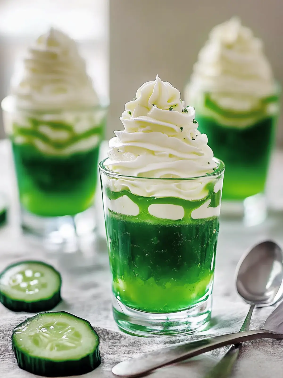 Green Jello Parfaits with Whipped Cream