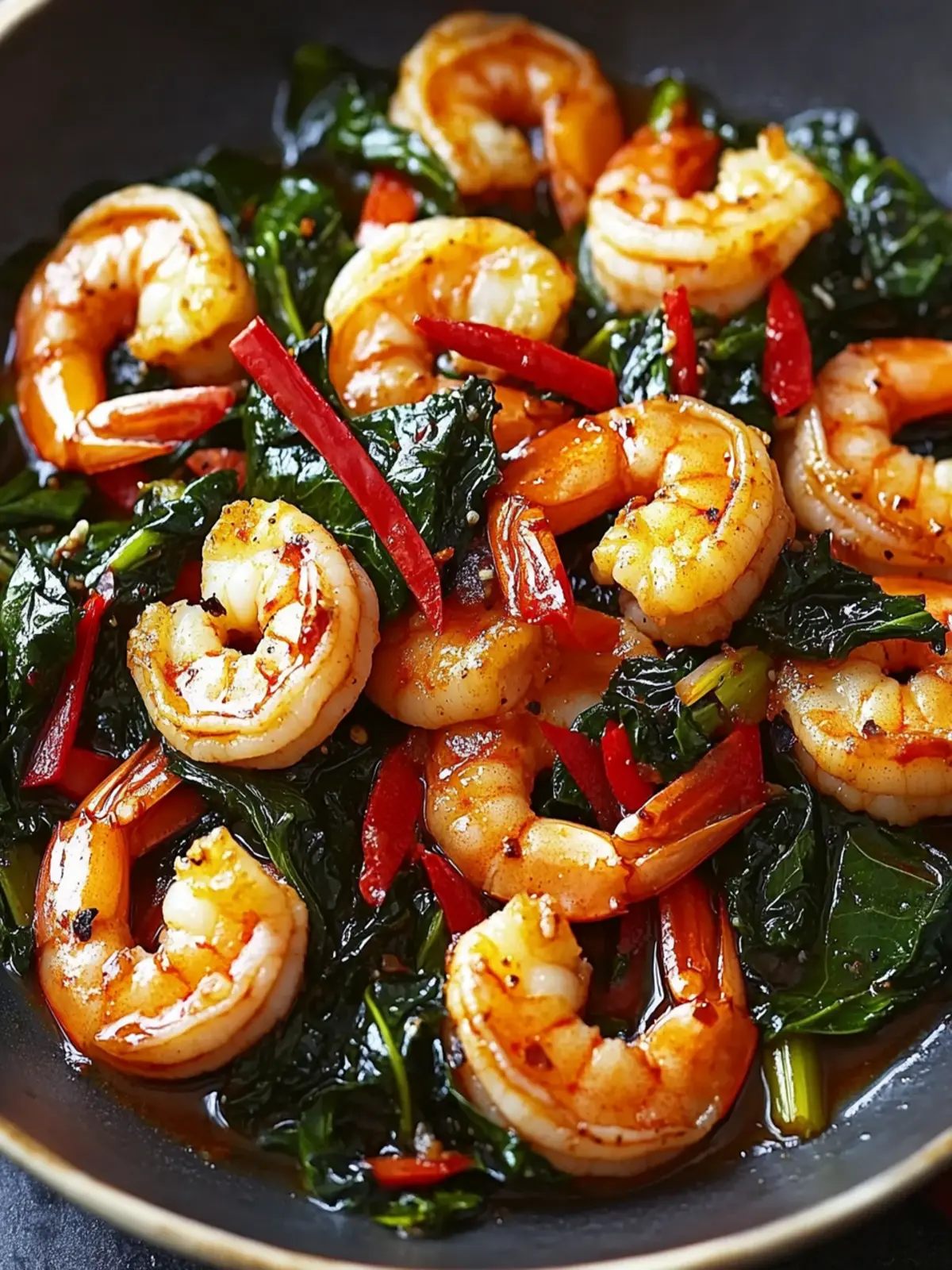 Spicy Garlic Shrimp and Swiss Chard Stir Fry